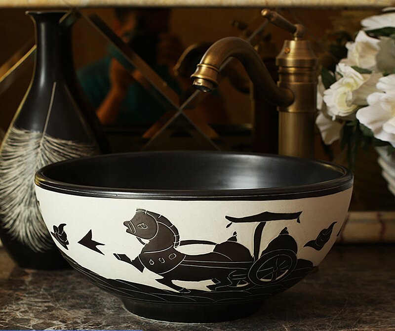 Luxury Style Ceramic Countertop Wash Basin Bathroom Vessel Sink for Vanity Bowl