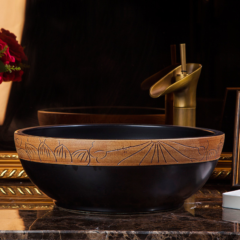 Luxury Style Ceramic Countertop Wash Basin Bathroom Vessel Sink for Vanity Bowl