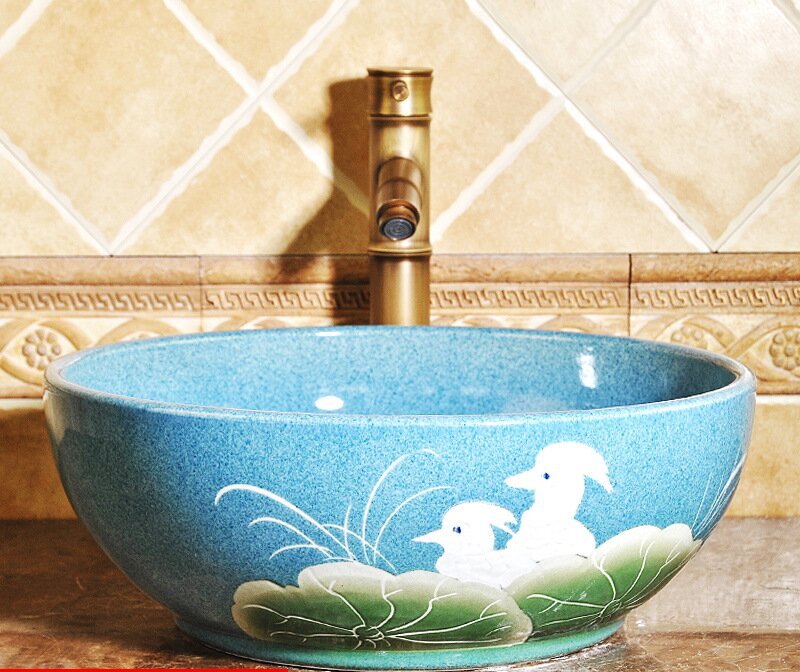 Luxury Style Ceramic Countertop Wash Basin Bathroom Vessel Sink for Vanity Bowl