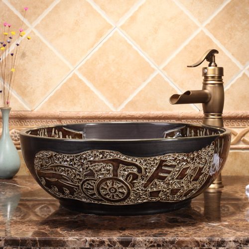 Luxury Style Ceramic Countertop Wash Basin Bathroom Vessel Sink for Vanity Bowl