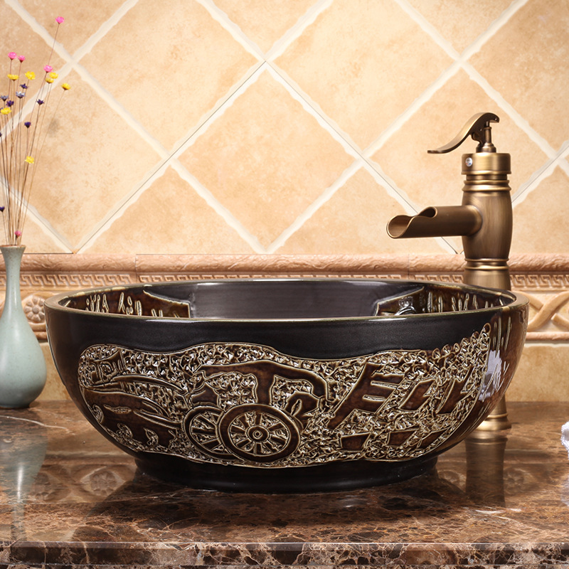 Luxury Style Ceramic Countertop Wash Basin Bathroom Vessel Sink for Vanity Bowl