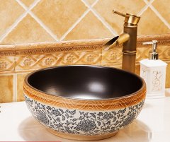Luxury Style Ceramic Countertop Wash Basin Bathroom Vessel Sink for Vanity Bowl