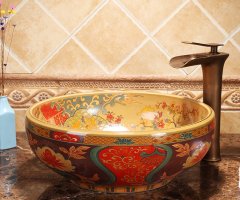 Luxury Style Ceramic Countertop Wash Basin Bathroom Vessel Sink for Vanity Bowl