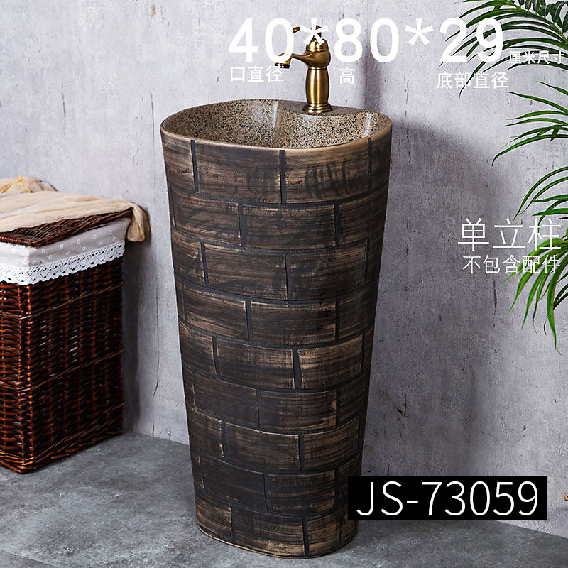 Ceramic Pedestal Wash Basin Sink Bowl for Outdoor Garden