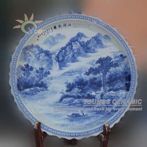 Traditional Blue and White Porcelain Ceramic Decorative Plates
