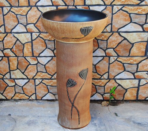 Ceramic Pedestal Wash Basin Sink Bowl for Outdoor Garden