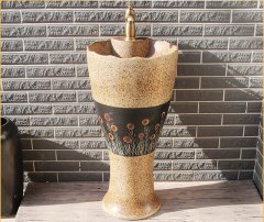 Ceramic Pedestal Wash Basin Sink Bowl for Outdoor Garden