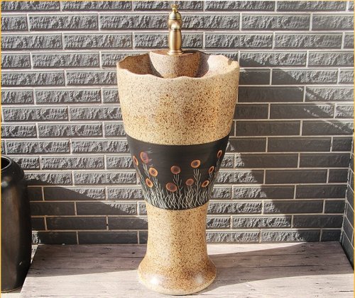 Ceramic Pedestal Wash Basin Sink Bowl for Outdoor Garden