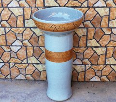 Ceramic Pedestal Wash Basin Sink Bowl for Outdoor Garden