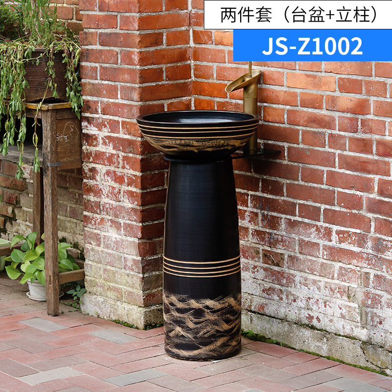 Ceramic Pedestal Wash Basin Sink Bowl for Outdoor Garden
