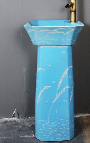 Ceramic Pedestal Wash Basin Sink Bowl for Outdoor Garden