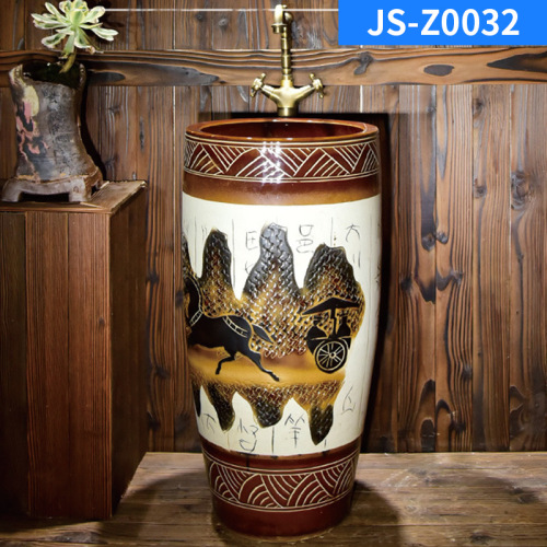 Ceramic Pedestal Wash Basin Sink Bowl for Outdoor Garden