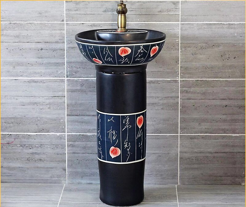 Ceramic Pedestal Wash Basin Sink Bowl for Outdoor Garden
