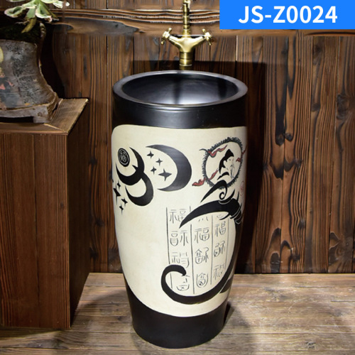 Ceramic Pedestal Wash Basin Sink Bowl for Outdoor Garden