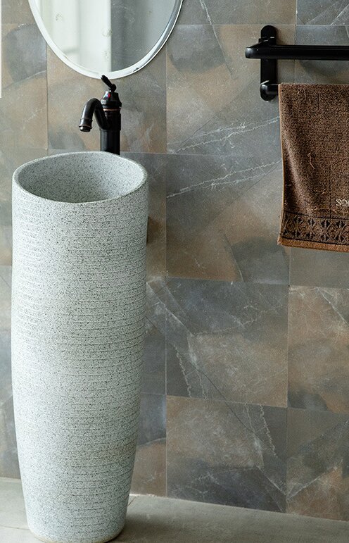 Ceramic Pedestal Wash Basin Sink Bowl for Outdoor Garden
