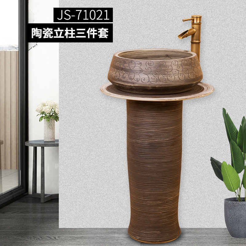 Ceramic Pedestal Wash Basin Sink Bowl for Outdoor Garden