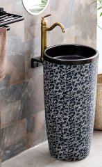 Ceramic Pedestal Wash Basin Sink Bowl for Outdoor Garden