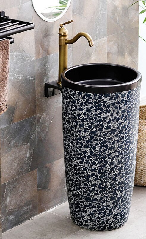 Ceramic Pedestal Wash Basin Sink Bowl for Outdoor Garden