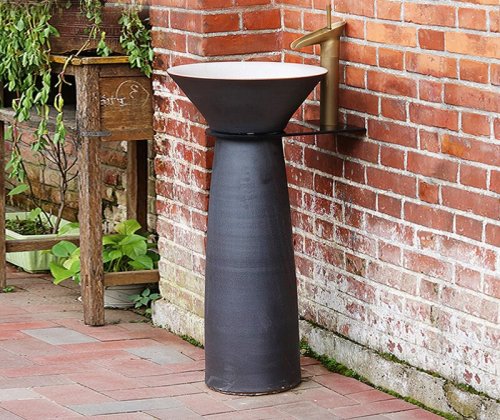 Ceramic Pedestal Wash Basin Sink Bowl for Outdoor Garden