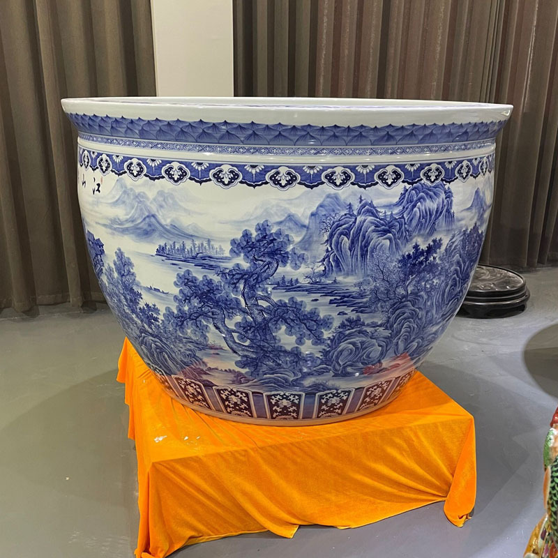 Wholesale Luxury Large Chinese Hand Painted Blue and White Porcelain Ceramic Flower Pots Planter