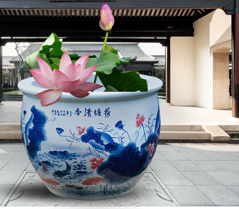 Wholesale Luxury Large Chinese Hand Painted Blue and White Porcelain Ceramic Flower Pots Planter