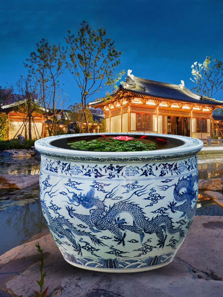 Wholesale Luxury Large Chinese Hand Painted Blue and White Porcelain Ceramic Flower Pots Planter
