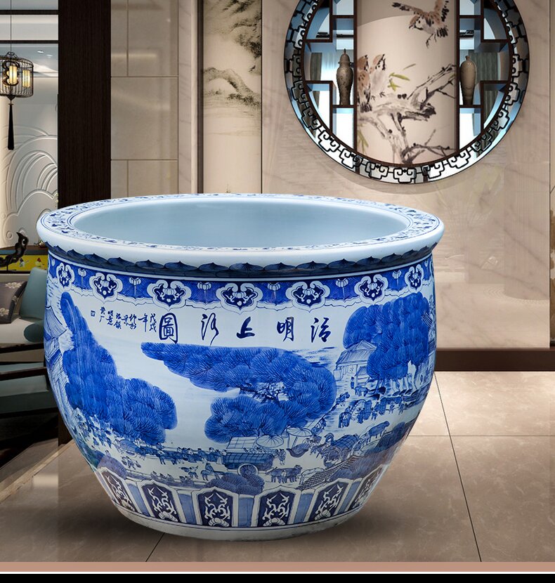 Wholesale Luxury Large Chinese Hand Painted Blue and White Porcelain Ceramic Flower Pots Planter