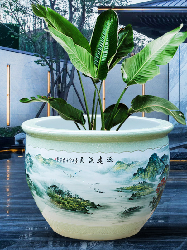 Wholesale Luxury Large Chinese Hand Painted Blue and White Porcelain Ceramic Flower Pots Planter
