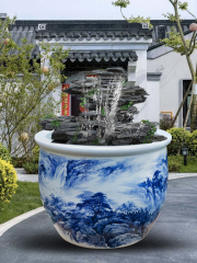 Wholesale Luxury Large Chinese Hand Painted Blue and White Porcelain Ceramic Flower Pots Planter