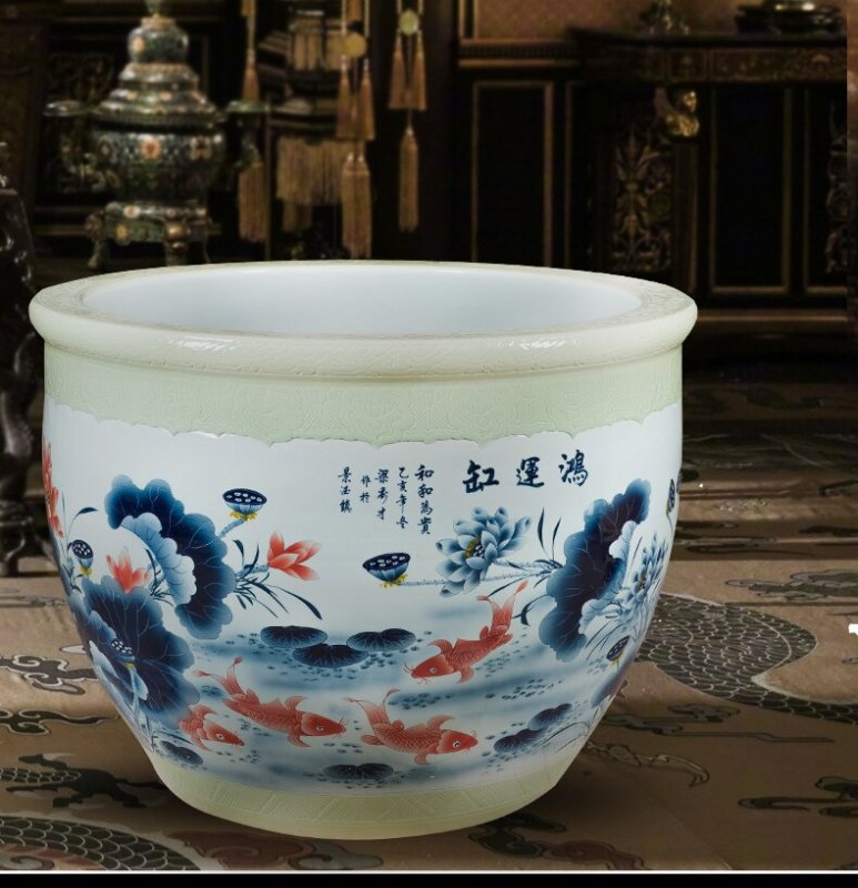Wholesale Luxury Large Chinese Hand Painted Blue and White Porcelain Ceramic Flower Pots Planter
