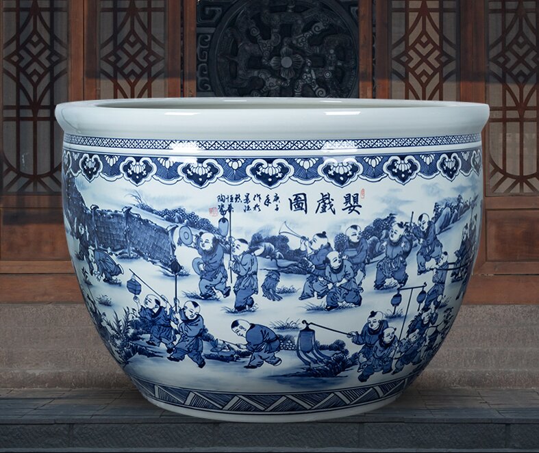 Wholesale Luxury Large Chinese Hand Painted Blue and White Porcelain Ceramic Flower Pots Planter