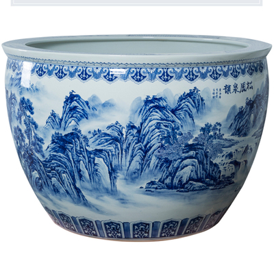 Wholesale Luxury Large Chinese Hand Painted Blue and White Porcelain Ceramic Flower Pots Planter