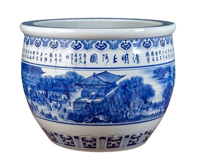 Wholesale Luxury Large Chinese Hand Painted Blue and White Porcelain Ceramic Flower Pots Planter