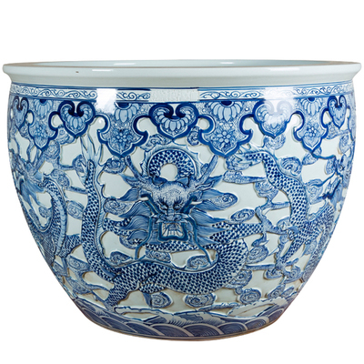 Wholesale Luxury Large Chinese Hand Painted Blue and White Porcelain Ceramic Flower Pots Planter
