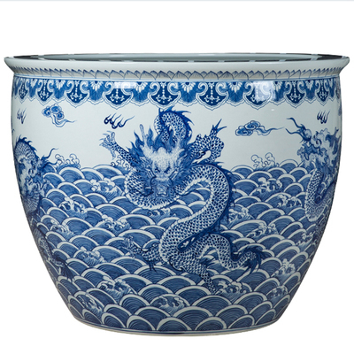 Wholesale Luxury Large Chinese Hand Painted Blue and White Porcelain Ceramic Flower Pots Planter