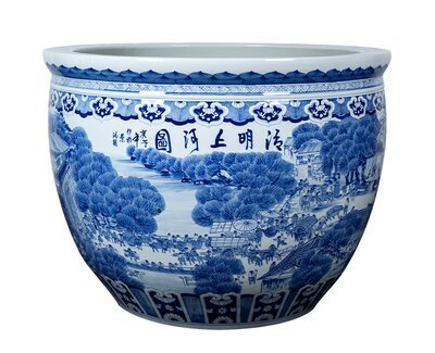 Wholesale Luxury Large Chinese Hand Painted Blue and White Porcelain Ceramic Flower Pots Planter