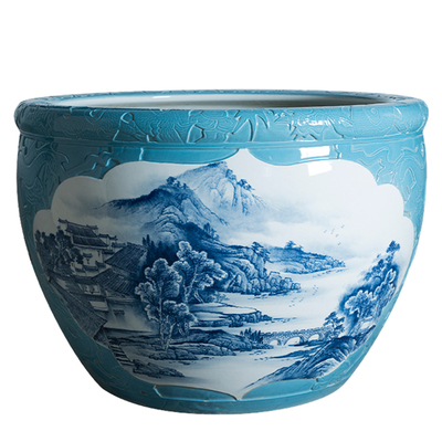 Wholesale Luxury Large Chinese Hand Painted Blue and White Porcelain Ceramic Flower Pots Planter