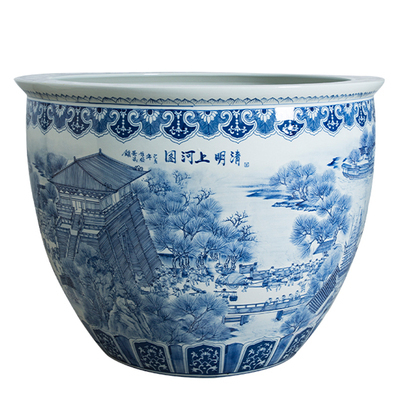 Wholesale Luxury Large Chinese Hand Painted Blue and White Porcelain Ceramic Flower Pots Planter