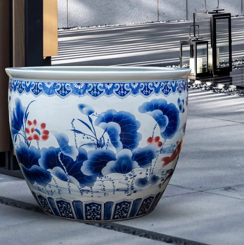 Wholesale Luxury Large Chinese Hand Painted Blue and White Porcelain Ceramic Flower Pots Planter