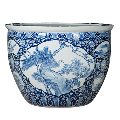 Wholesale Luxury Large Chinese Hand Painted Blue and White Porcelain Ceramic Flower Pots Planter