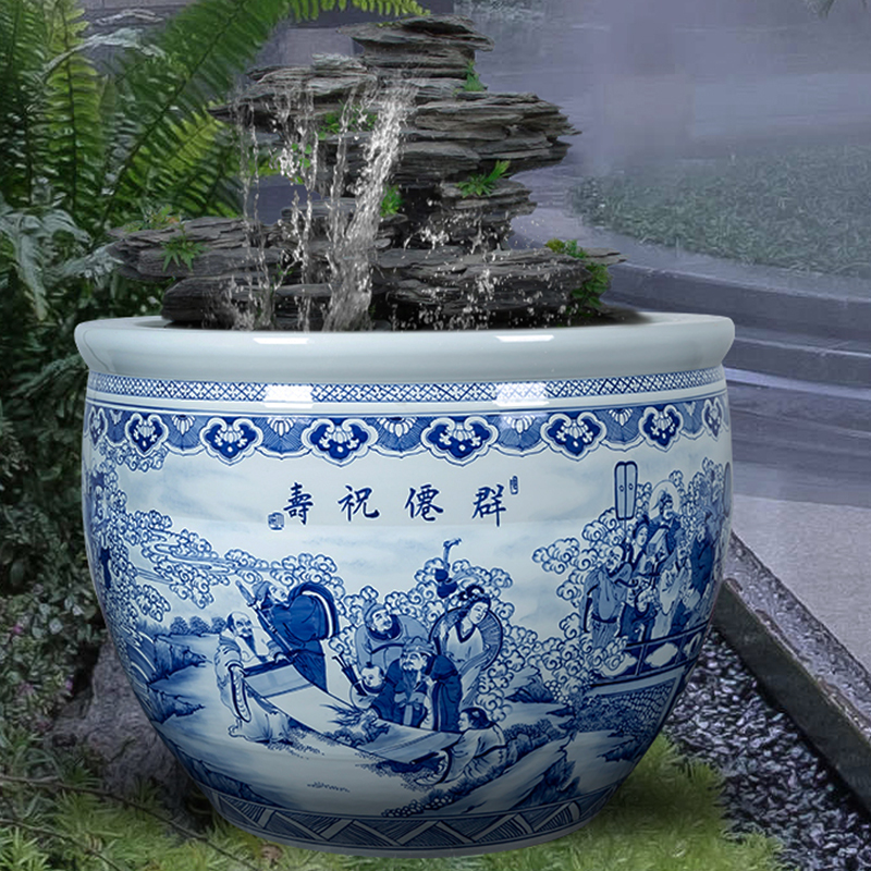 Wholesale Luxury Large Chinese Hand Painted Blue and White Porcelain Ceramic Flower Pots Planter