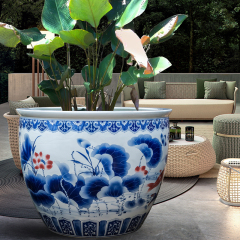Wholesale Luxury Large Chinese Hand Painted Blue and White Porcelain Ceramic Flower Pots Planter
