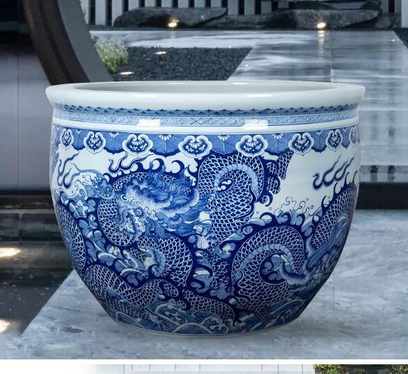 Wholesale Luxury Large Chinese Hand Painted Blue and White Porcelain Ceramic Flower Pots Planter