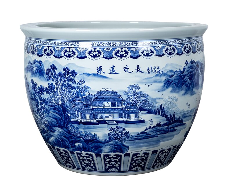 Wholesale Luxury Large Chinese Hand Painted Blue and White Porcelain Ceramic Flower Pots Planter