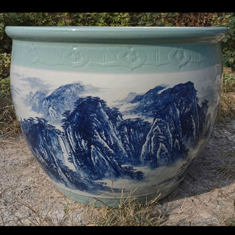 Wholesale Luxury Large Chinese Hand Painted Blue and White Porcelain Ceramic Flower Pots Planter