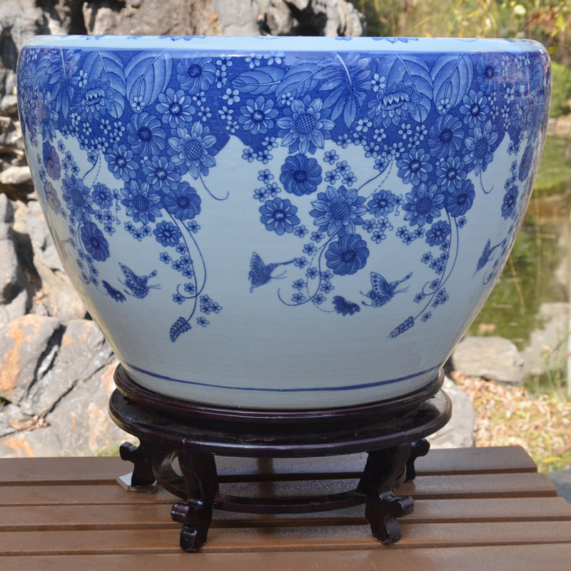 Wholesale Luxury Large Chinese Hand Painted Blue and White Porcelain Ceramic Flower Pots Planter