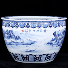Wholesale Luxury Large Chinese Hand Painted Blue and White Porcelain Ceramic Flower Pots Planter