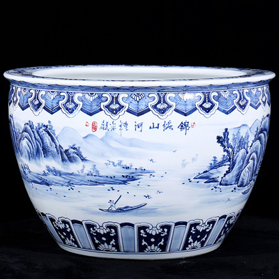 Wholesale Luxury Large Chinese Hand Painted Blue and White Porcelain Ceramic Flower Pots Planter
