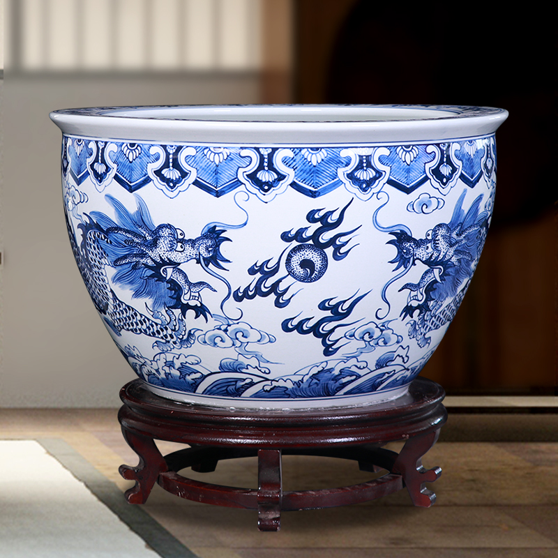 Wholesale Luxury Large Chinese Hand Painted Blue and White Porcelain Ceramic Flower Pots Planter