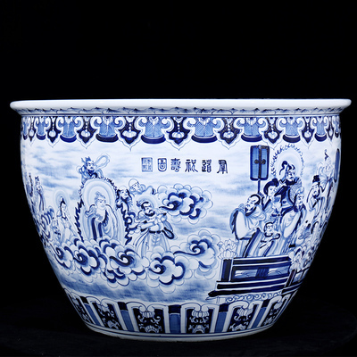 Wholesale Luxury Large Chinese Hand Painted Blue and White Porcelain Ceramic Flower Pots Planter
